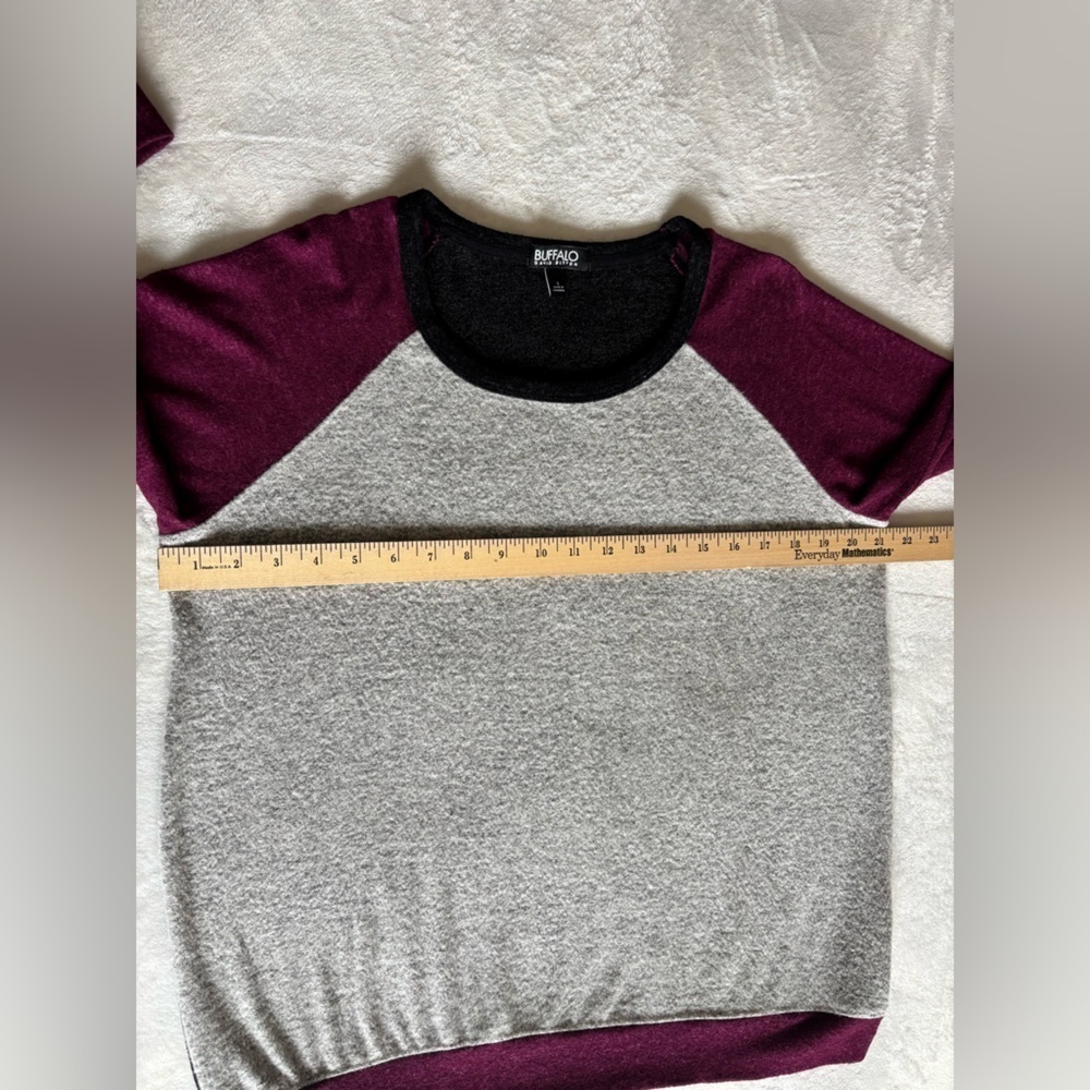 Buffalo David Bitton Sweater Pullover Gray Black Burgundy Crewneck Preppy Size L - Picture 6 of 10